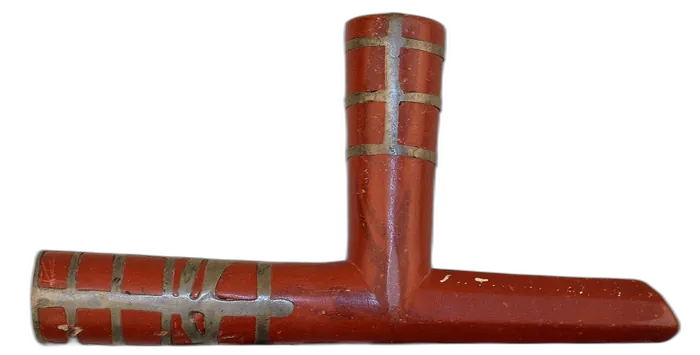 Polished catlinite pipe close-up